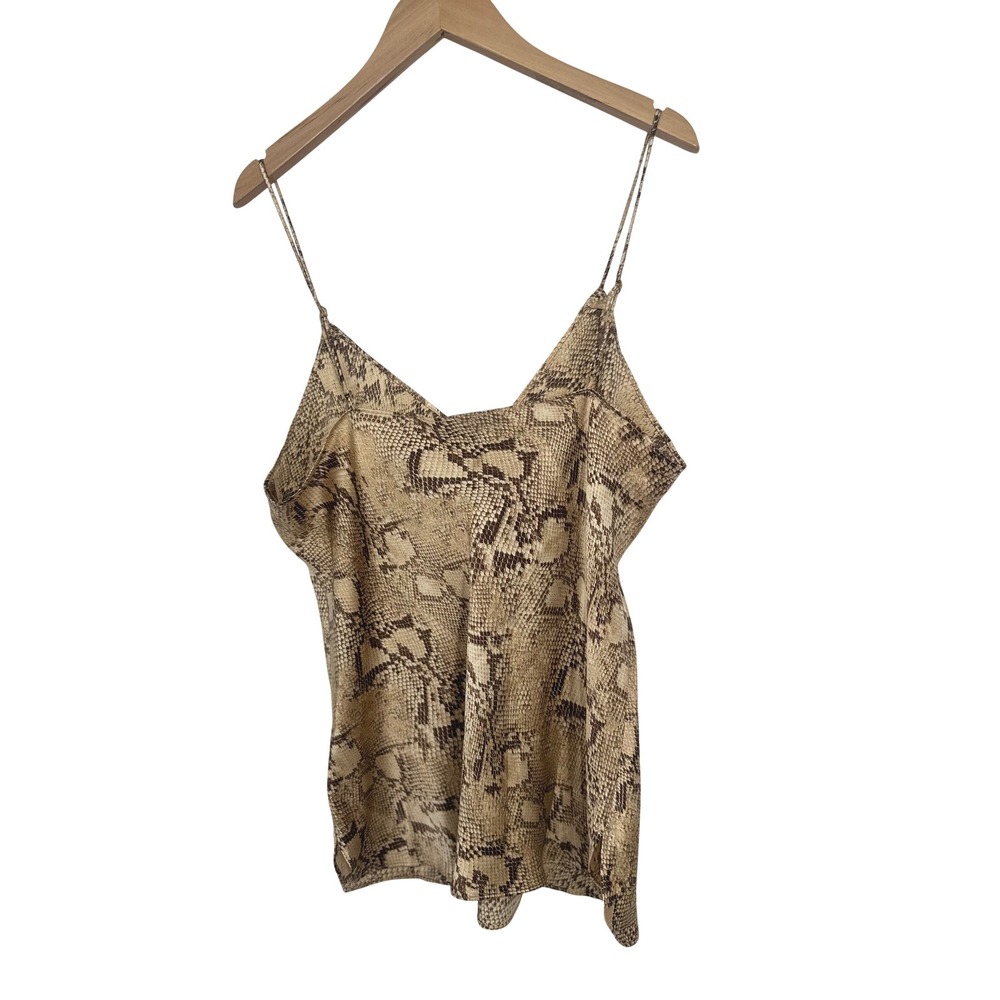 Banana Republic Cami Women M Brown Snake Print 100% Silk Y2K Spaghetti Strap